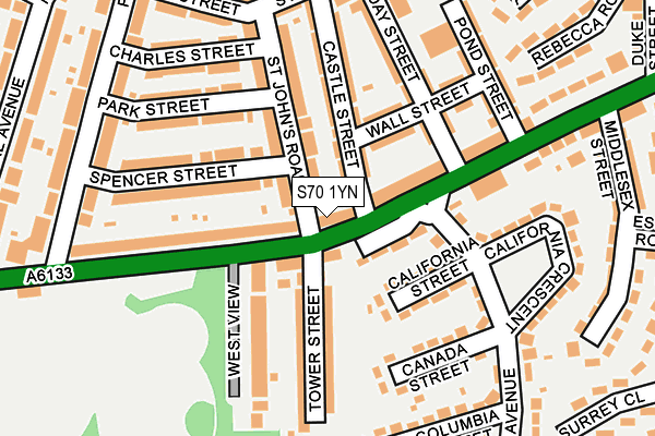 S70 1YN map - OS OpenMap – Local (Ordnance Survey)