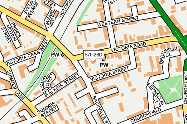 S70 2BD map - OS OpenMap – Local (Ordnance Survey)