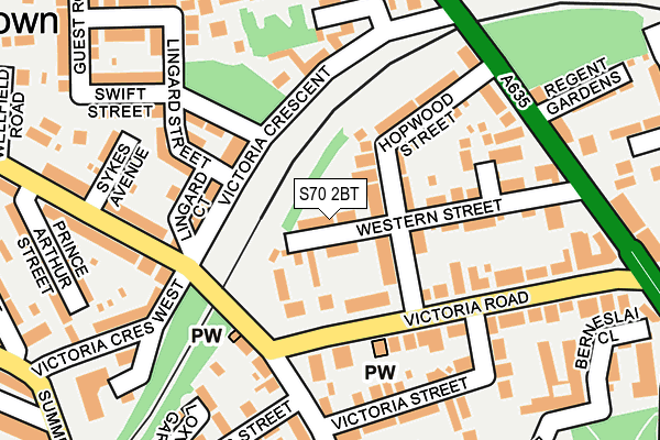 S70 2BT map - OS OpenMap – Local (Ordnance Survey)