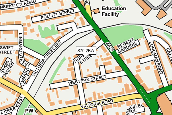 S70 2BW map - OS OpenMap – Local (Ordnance Survey)