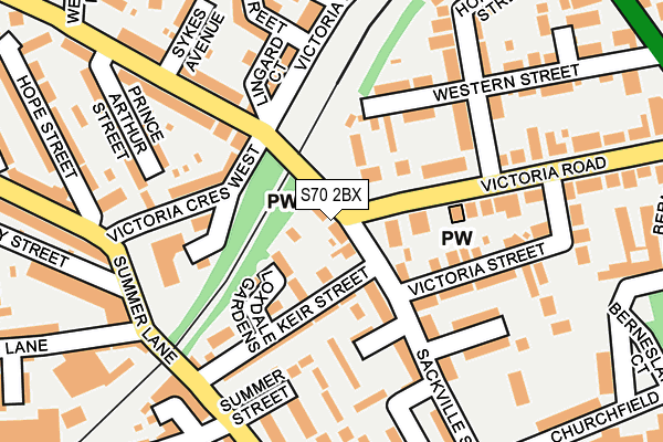 S70 2BX map - OS OpenMap – Local (Ordnance Survey)