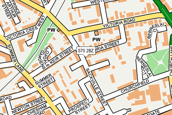 S70 2BZ map - OS OpenMap – Local (Ordnance Survey)