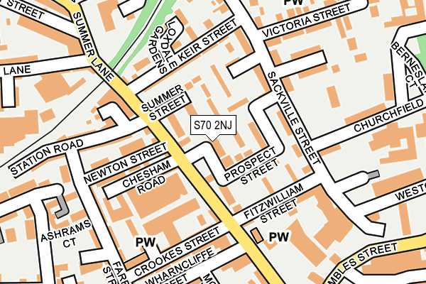 S70 2NJ map - OS OpenMap – Local (Ordnance Survey)