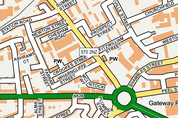 S70 2NZ map - OS OpenMap – Local (Ordnance Survey)