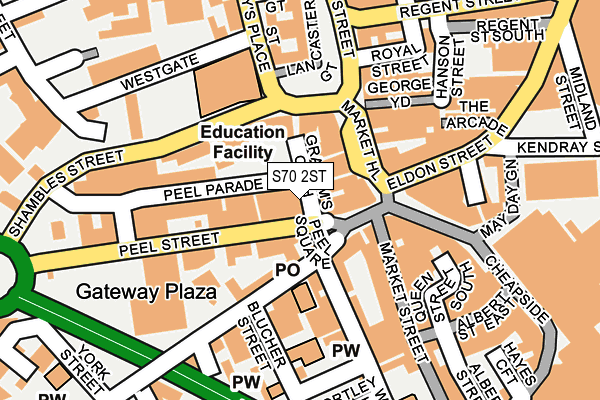 S70 2ST map - OS OpenMap – Local (Ordnance Survey)
