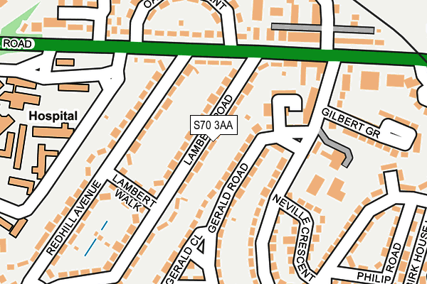 S70 3AA map - OS OpenMap – Local (Ordnance Survey)