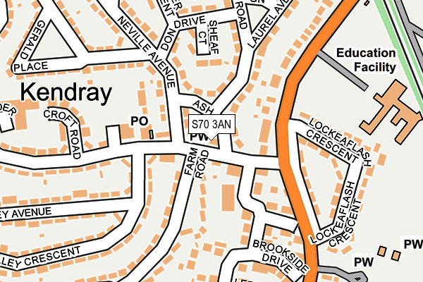 S70 3AN map - OS OpenMap – Local (Ordnance Survey)