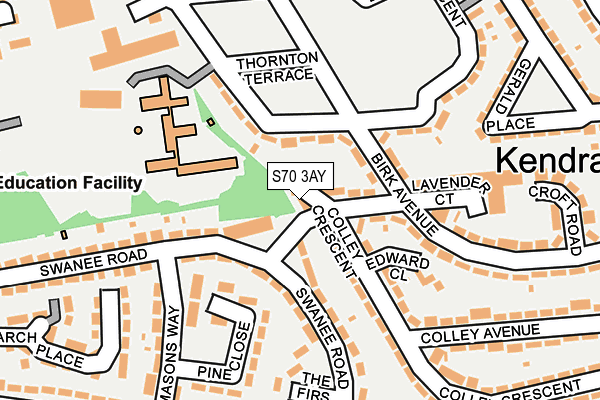 S70 3AY map - OS OpenMap – Local (Ordnance Survey)