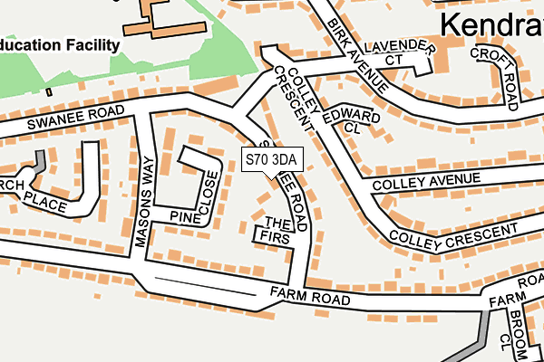 S70 3DA map - OS OpenMap – Local (Ordnance Survey)