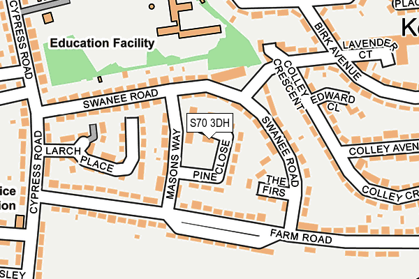 S70 3DH map - OS OpenMap – Local (Ordnance Survey)