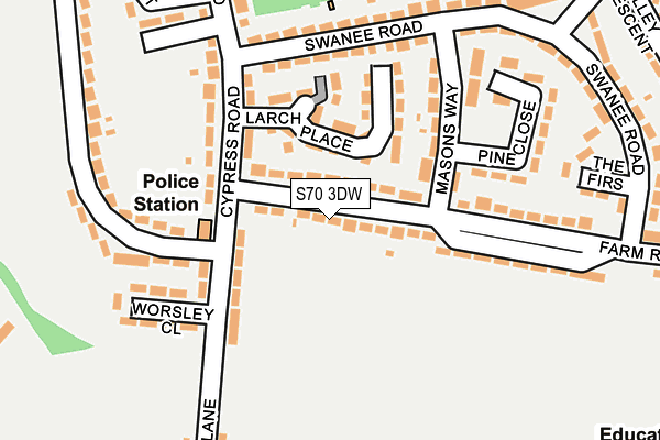 S70 3DW map - OS OpenMap – Local (Ordnance Survey)