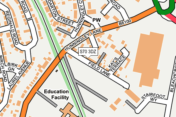 S70 3DZ map - OS OpenMap – Local (Ordnance Survey)