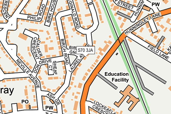 S70 3JA map - OS OpenMap – Local (Ordnance Survey)