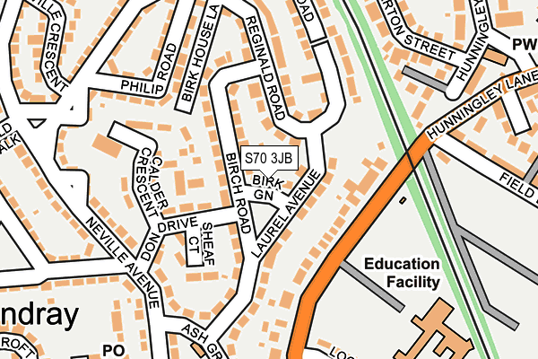 S70 3JB map - OS OpenMap – Local (Ordnance Survey)