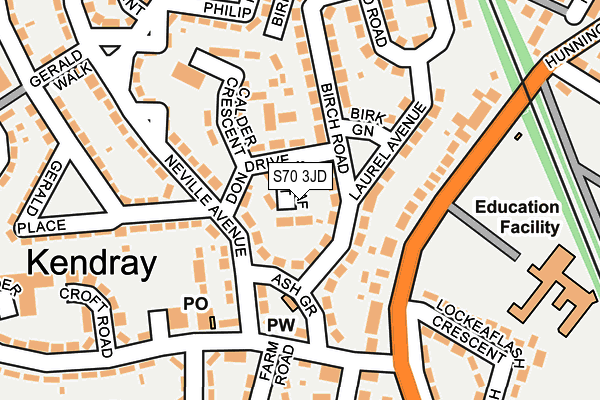 S70 3JD map - OS OpenMap – Local (Ordnance Survey)