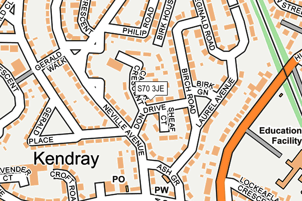 S70 3JE map - OS OpenMap – Local (Ordnance Survey)