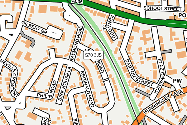 S70 3JS map - OS OpenMap – Local (Ordnance Survey)