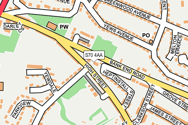 S70 4AA map - OS OpenMap – Local (Ordnance Survey)