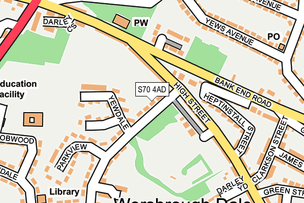 S70 4AD map - OS OpenMap – Local (Ordnance Survey)