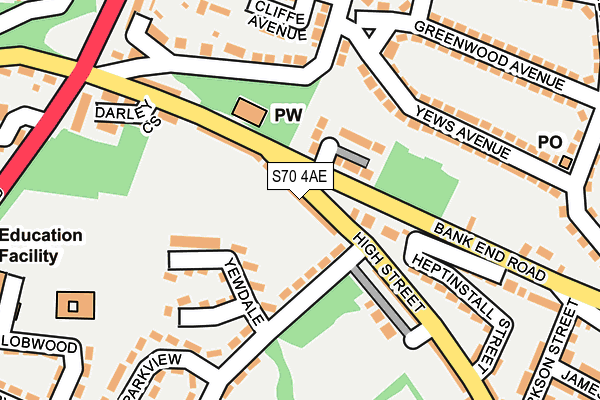 S70 4AE map - OS OpenMap – Local (Ordnance Survey)