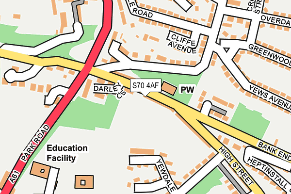 S70 4AF map - OS OpenMap – Local (Ordnance Survey)