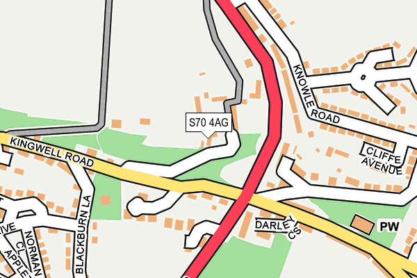 S70 4AG map - OS OpenMap – Local (Ordnance Survey)