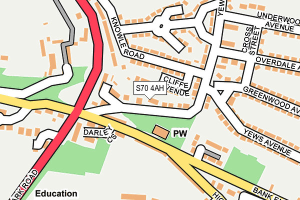 S70 4AH map - OS OpenMap – Local (Ordnance Survey)