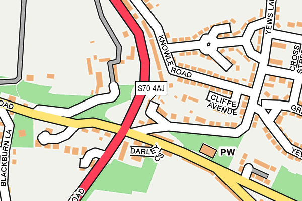 S70 4AJ map - OS OpenMap – Local (Ordnance Survey)