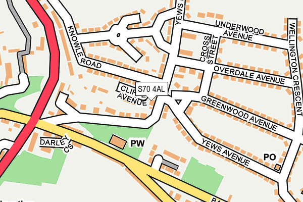 S70 4AL map - OS OpenMap – Local (Ordnance Survey)