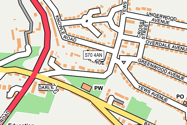 S70 4AN map - OS OpenMap – Local (Ordnance Survey)