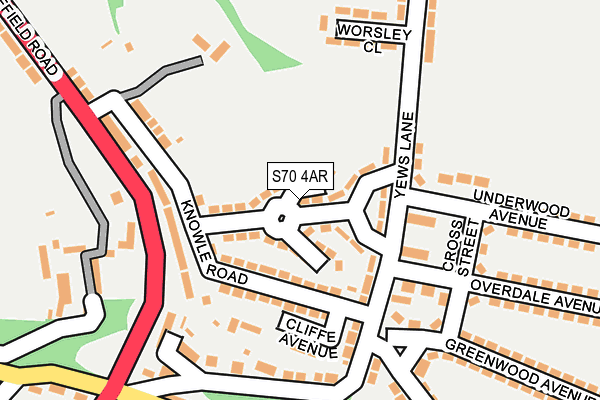 S70 4AR map - OS OpenMap – Local (Ordnance Survey)