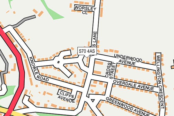 S70 4AS map - OS OpenMap – Local (Ordnance Survey)