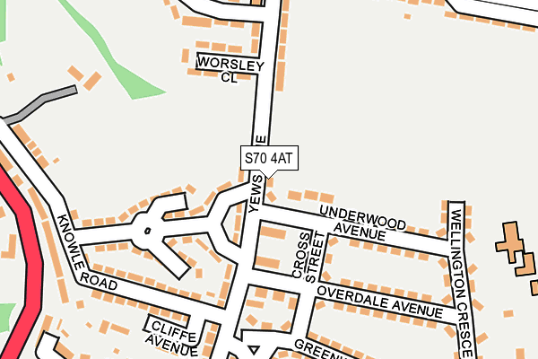 S70 4AT map - OS OpenMap – Local (Ordnance Survey)