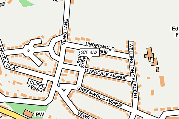 S70 4AX map - OS OpenMap – Local (Ordnance Survey)