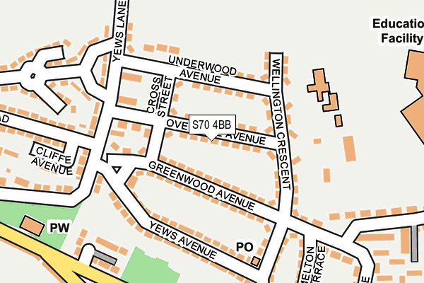 S70 4BB map - OS OpenMap – Local (Ordnance Survey)