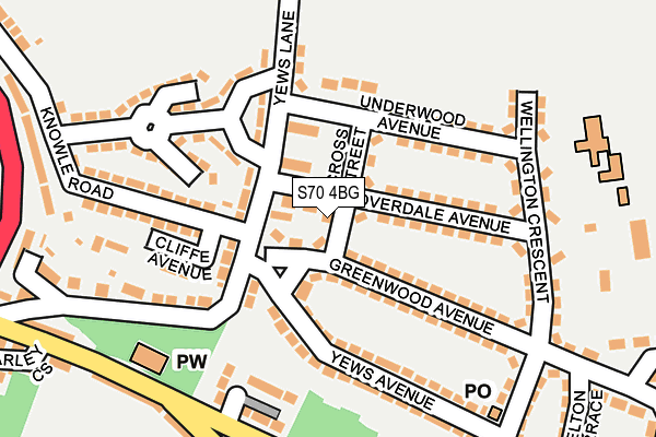 S70 4BG map - OS OpenMap – Local (Ordnance Survey)