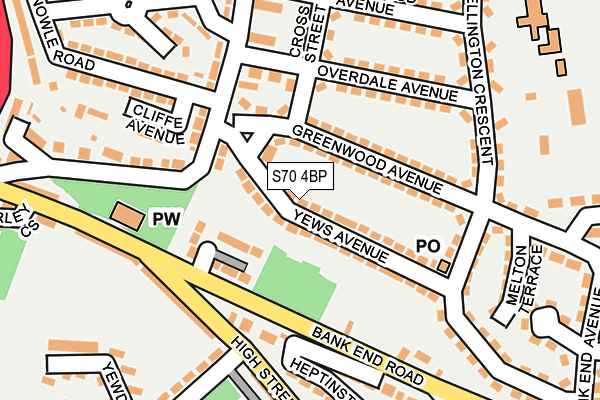 S70 4BP map - OS OpenMap – Local (Ordnance Survey)