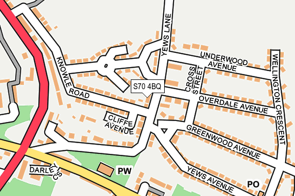 S70 4BQ map - OS OpenMap – Local (Ordnance Survey)