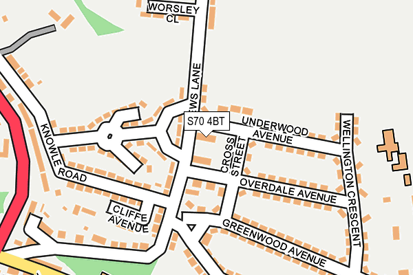 S70 4BT map - OS OpenMap – Local (Ordnance Survey)
