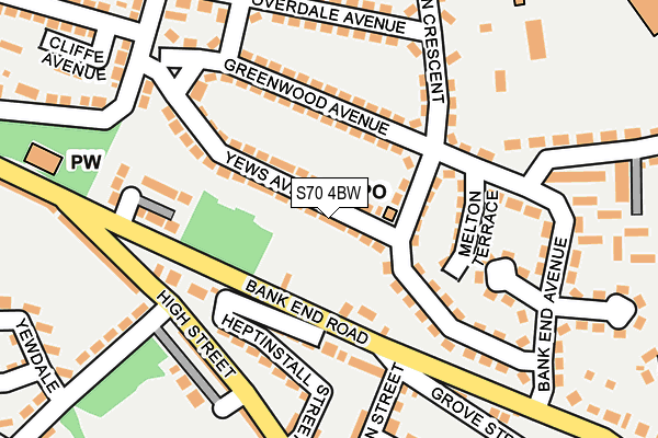 S70 4BW map - OS OpenMap – Local (Ordnance Survey)