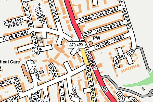 S70 4BX map - OS OpenMap – Local (Ordnance Survey)