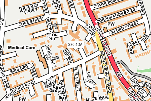 S70 4DA map - OS OpenMap – Local (Ordnance Survey)