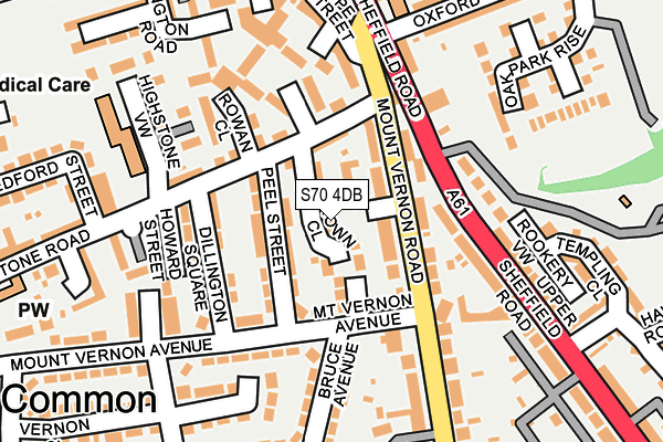 S70 4DB map - OS OpenMap – Local (Ordnance Survey)