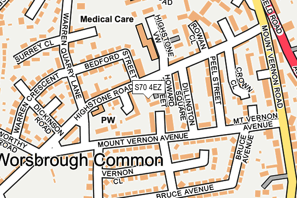 S70 4EZ map - OS OpenMap – Local (Ordnance Survey)