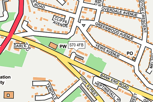 S70 4FB map - OS OpenMap – Local (Ordnance Survey)
