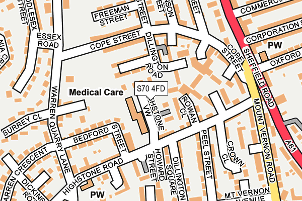 S70 4FD map - OS OpenMap – Local (Ordnance Survey)