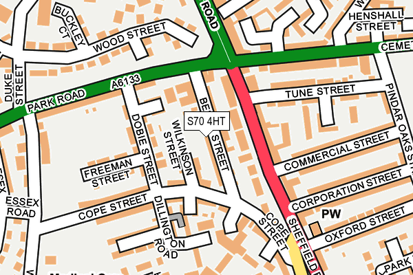 S70 4HT map - OS OpenMap – Local (Ordnance Survey)
