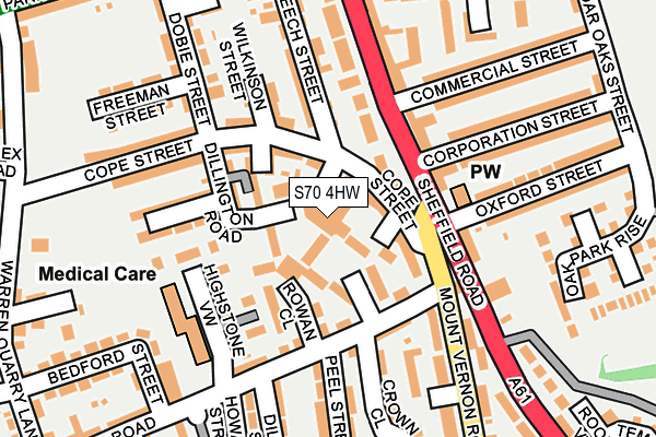 S70 4HW map - OS OpenMap – Local (Ordnance Survey)