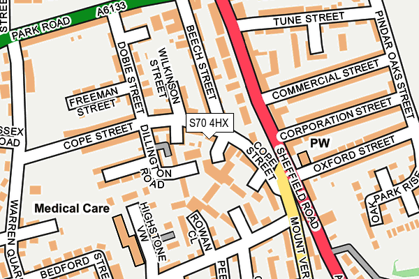S70 4HX map - OS OpenMap – Local (Ordnance Survey)