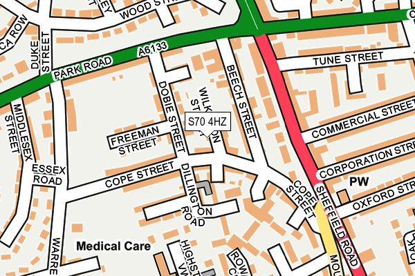 S70 4HZ map - OS OpenMap – Local (Ordnance Survey)